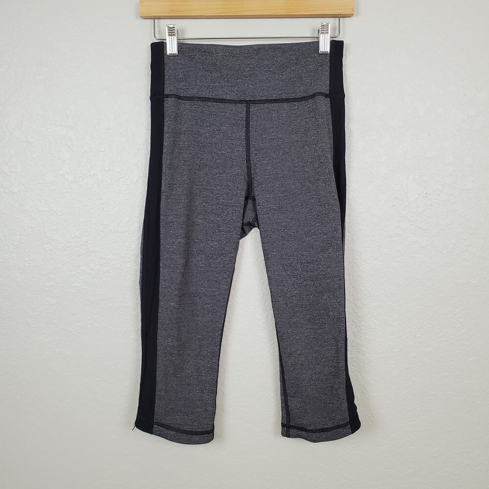 Lululemon Squad Goals Crop Leggings Size 6 Womens 17"‎ Heathered Black Yoga Run